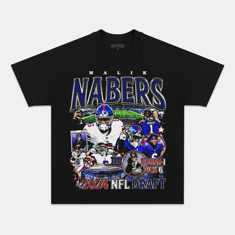 MALIK NABERS 2024 NFL Football Unisex Graphic Shirt, Custom Football Tee, Football Family Tee, Vintage Football, Football Fan Shirts, Mens Clothing Soft Cotton Unisex Crewneck T-Shirt Y2K Hoodie Sweatshirt Clothing Menswear Top Polyester