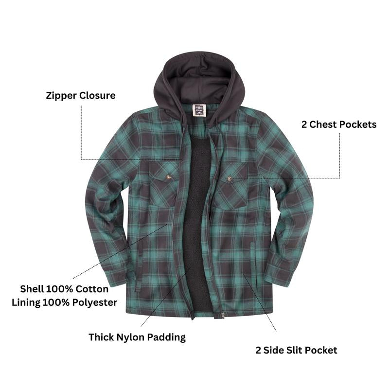 Mens Zip up Fleece Flannel Jacket Regular and Big Mens