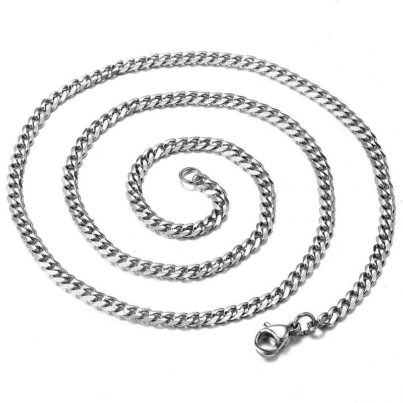 Hermah Fashion Mens Womens Double Chains Stainless Steel Curb Cuban Twisted Rope Necklace Chain Link