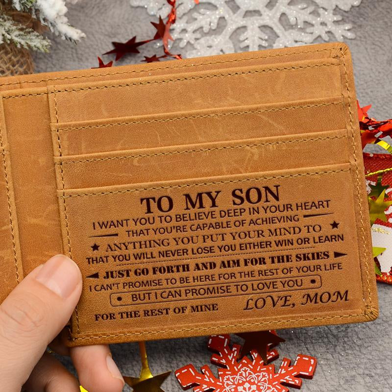 Engraved Wallet for Son ,You Will Never Lose, Top Engraved Leather Wallet,Engraved Wallet for Son,Personalized Cowhide Leather ,A Gift for Son to Start the School Year, Lightweight & Chic for Casual Occasions,Mens Wallet,Back to School