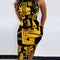 Women'S Geometric Print Mock Neck Bodycon Dress, Casual Sleeveless Midi Dress for Summer, Ladies Clothes for Daily Wear