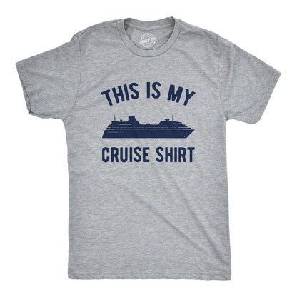 Mens This Is My Cruise Shirt Tee Funny Vacation Travel Boat Tshirt for Guys Mens Funny T Shirts Cool Tees Soft Stylish Casual Menswear Funny Summer T Shirt Novelty Tees for Men Light Grey