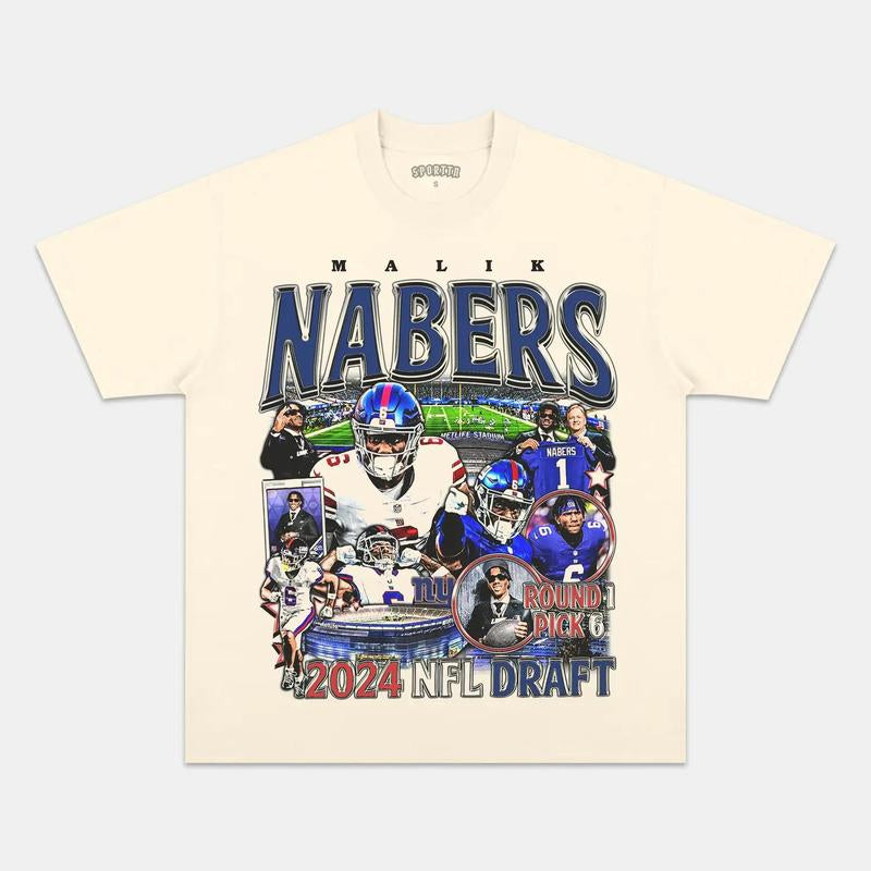 MALIK NABERS 2024 NFL Football Unisex Graphic Shirt, Custom Football Tee, Football Family Tee, Vintage Football, Football Fan Shirts, Mens Clothing Soft Cotton Unisex Crewneck T-Shirt Y2K Hoodie Sweatshirt Clothing Menswear Top Polyester