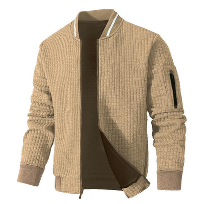 SAVKOOV Mens Lightweight Jacket Casual Bomber Jacket Varsity Coat Menswear Tops Menswear Tops Underwear Plain Long Sleeve Beige