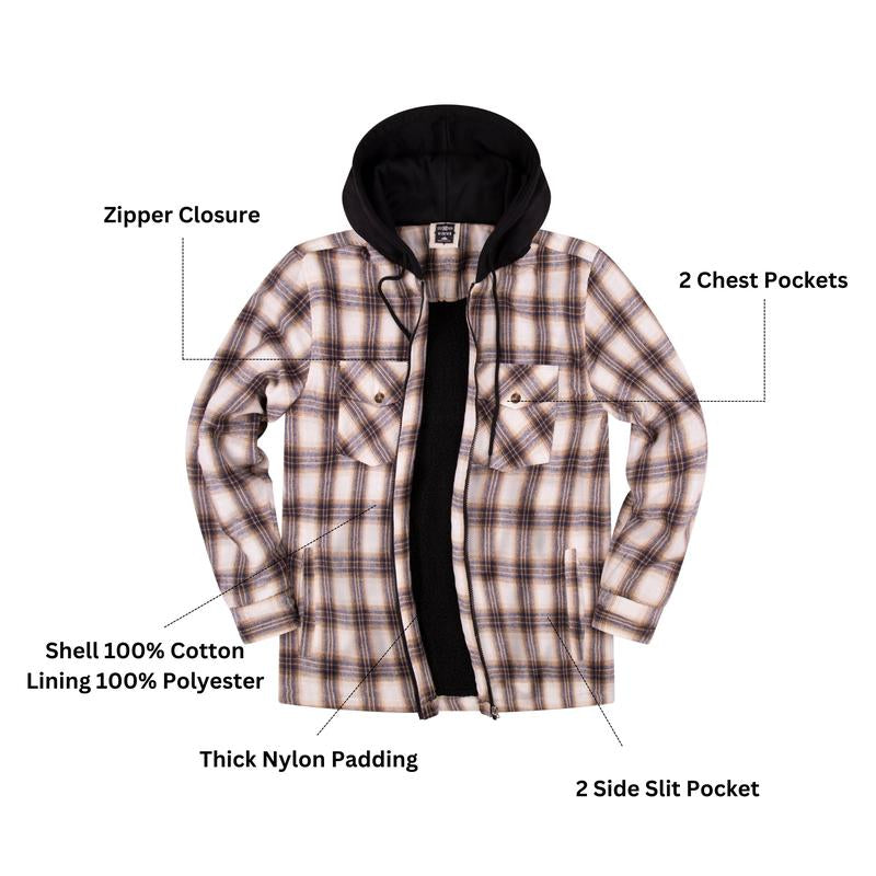 Mens Zip up Fleece Flannel Jacket Regular and Big Mens