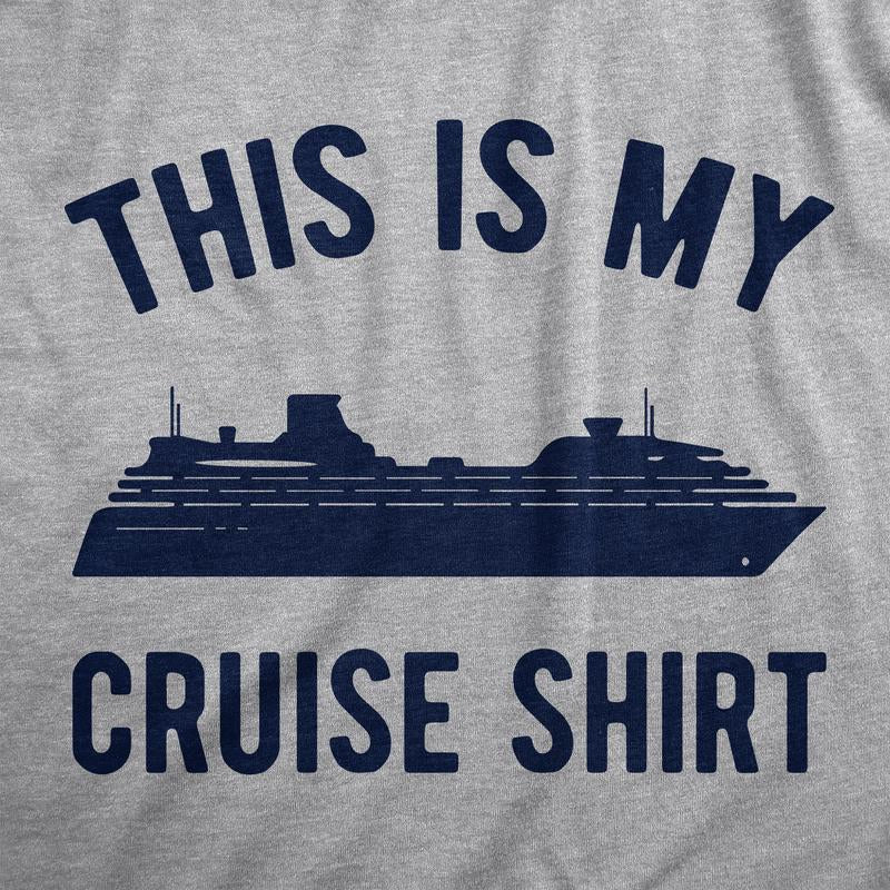 Mens This Is My Cruise Shirt Tee Funny Vacation Travel Boat Tshirt for Guys Mens Funny T Shirts Cool Tees Soft Stylish Casual Menswear Funny Summer T Shirt Novelty Tees for Men Light Grey