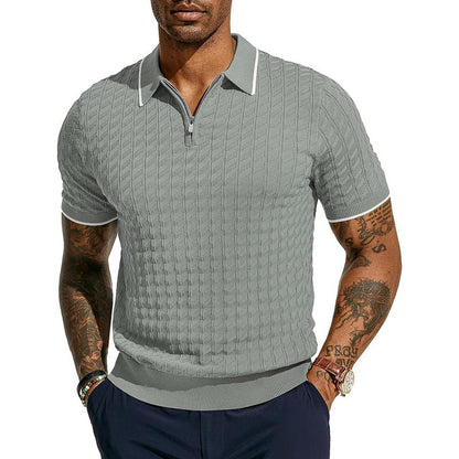 PJ PAUL JONES Men'S Knit Polo Shirts Short Sleeve Quarter Zip Polo Shirt