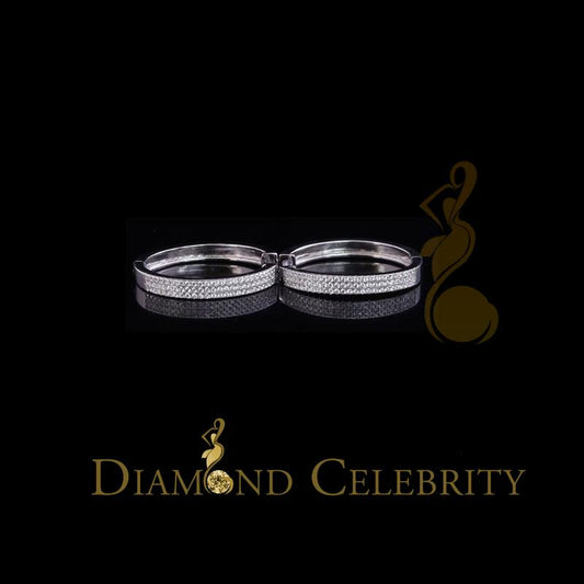 Diamond Celebrity’S Mens Hip Hop White 92.51Ct Silver Iced 3 Row Huggie Hoop Cubic Zirconia Earrings