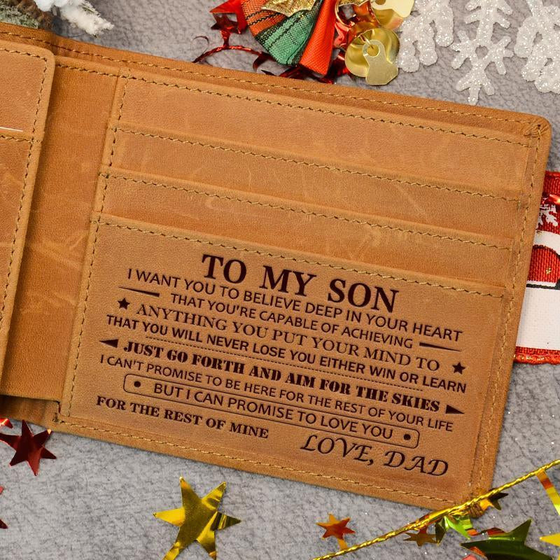 Engraved Wallet for Son ,You Will Never Lose, Top Engraved Leather Wallet,Engraved Wallet for Son,Personalized Cowhide Leather ,A Gift for Son to Start the School Year, Lightweight & Chic for Casual Occasions,Mens Wallet,Back to School