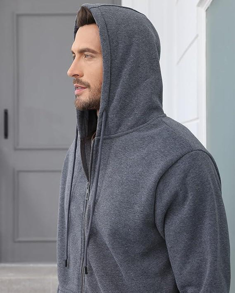 （Please Order One Size Up）Men'S 2-Pack Fleece-Lined Full Zip Hoodie & Jogger 2-Piece Sets Mens Sweatsuit Casual Sweat Suits