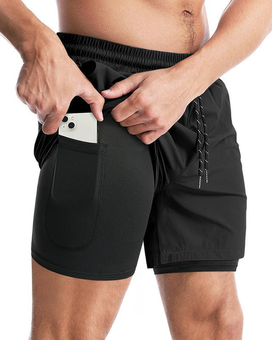 Aolesy Men’S 2 in 1 Running Shorts 5 Inch Workout Gym Athletic Shorts for Men Quick Dry Lightweight Training Shorts with Pockets