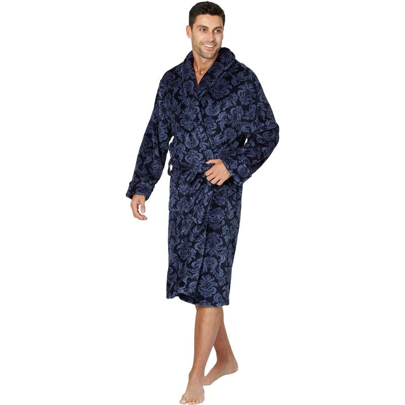 Intimo Mens Paisley Corel Robe, Navy, One Size